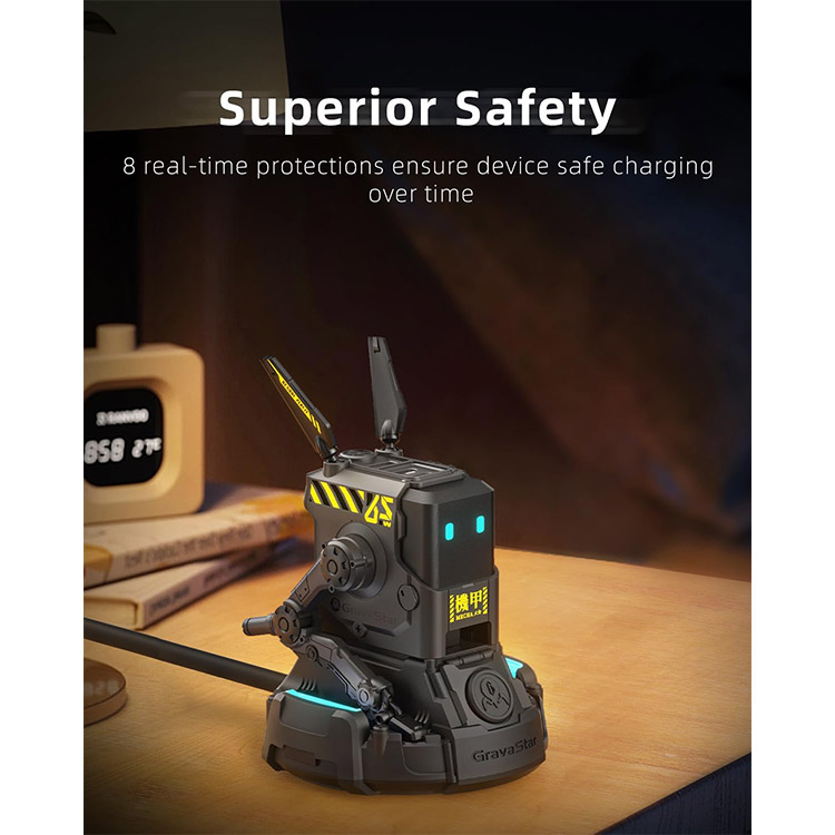 خرید شارژر GravaStar Alpha65 - دارای دو شاخه و سه شاخه - خاکستری زغالی